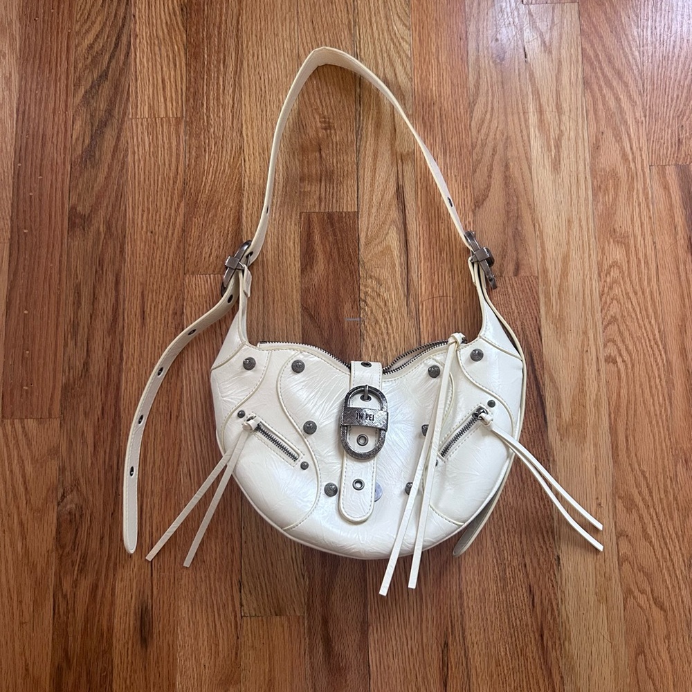 JW PEI Cream Shoulder Bag with Silver Accents